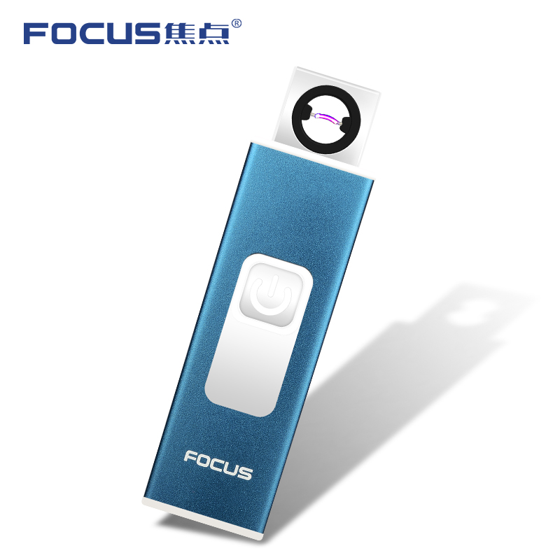 focus焦点USB电弧充电打火机防风金属创意个性礼品男士电子点烟器