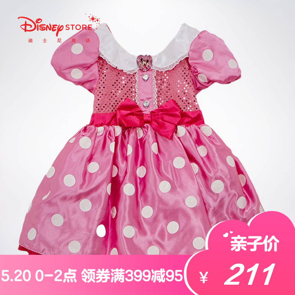 迪士尼商店 经典米妮儿童礼服裙可爱粉色波点蓬蓬裙子女童