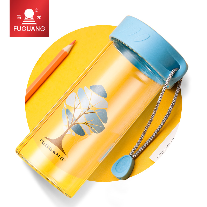 富光玻璃杯可爱随手杯便携水杯男女士学生创意杯子带盖牛奶果汁杯