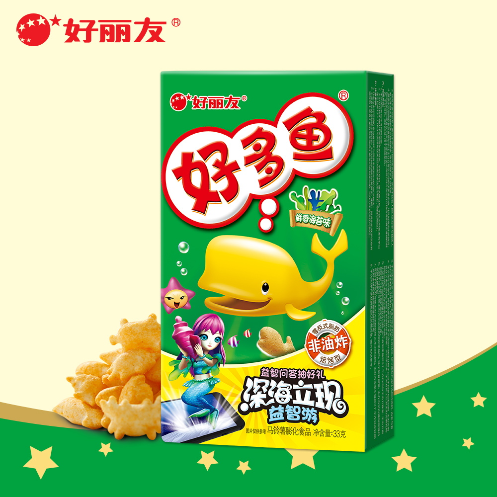 好丽友饼干 好多鱼鲜香海苔味33g 非油炸膨化食品 儿童休闲零食