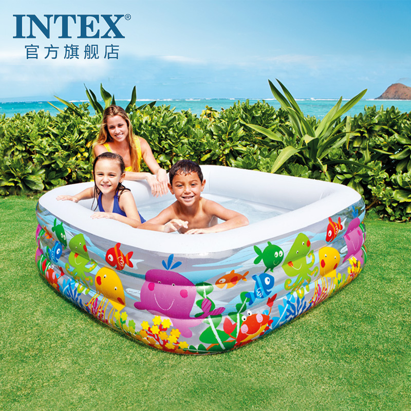 INTEX充气游泳池 家用儿童 大号婴儿加厚水池 泳池充气儿童钓鱼池
