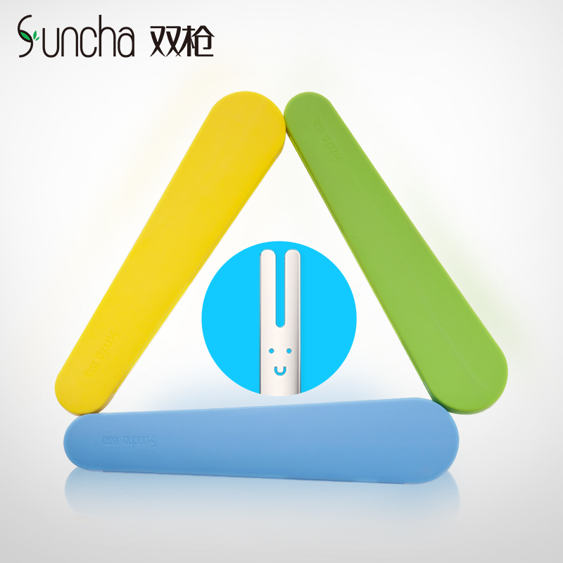 双枪旅行筷子勺子餐具盒学生便携式套装304不锈钢筷勺三件套