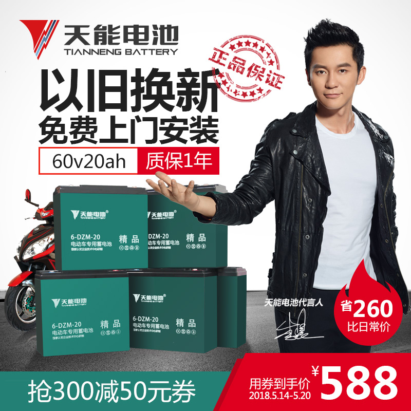 天能60v20ah电池5只 12v20ah电动车电池成人电瓶车电瓶蓄电池