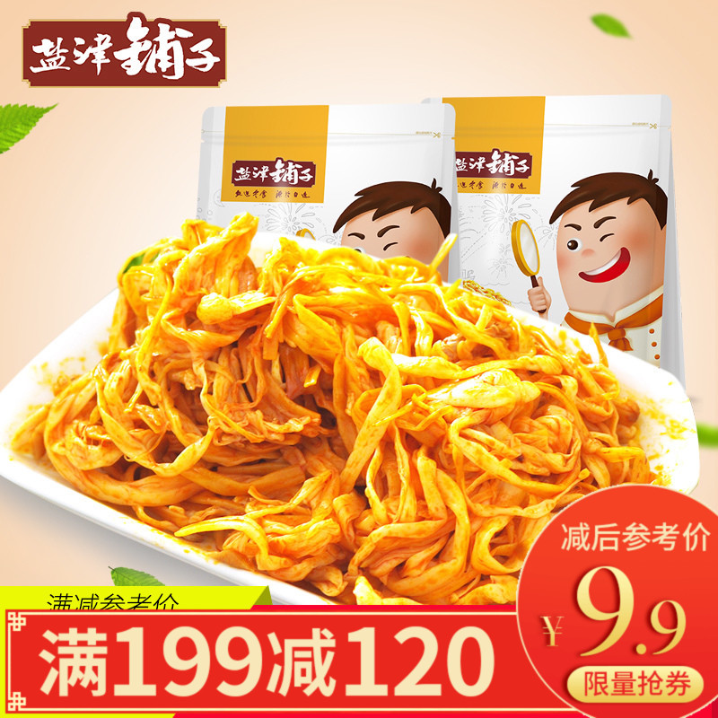 【满199-120】盐津铺子金针菇200g袋装香辣下饭辣味佐酒即食零食