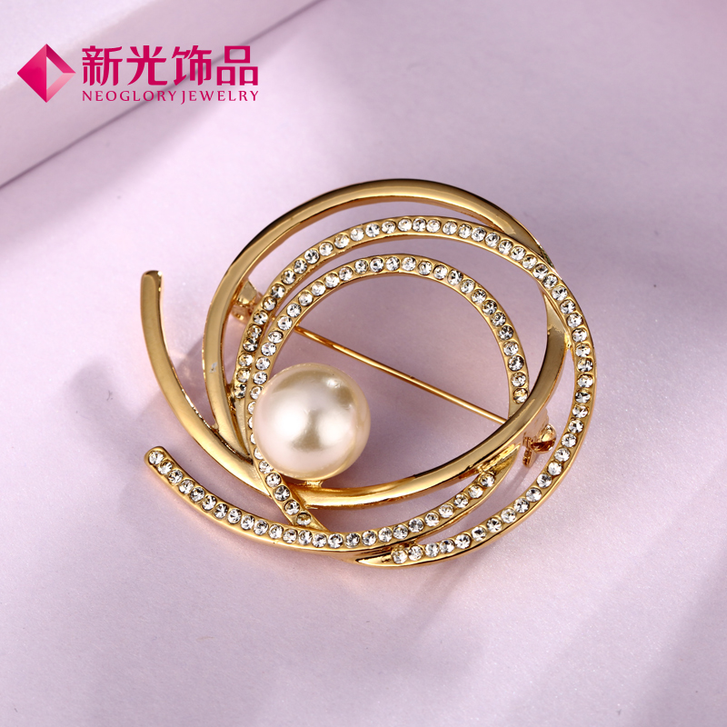 新光饰品人工珍珠胸针女胸花别针丝巾扣外套开衫配饰日韩装饰品