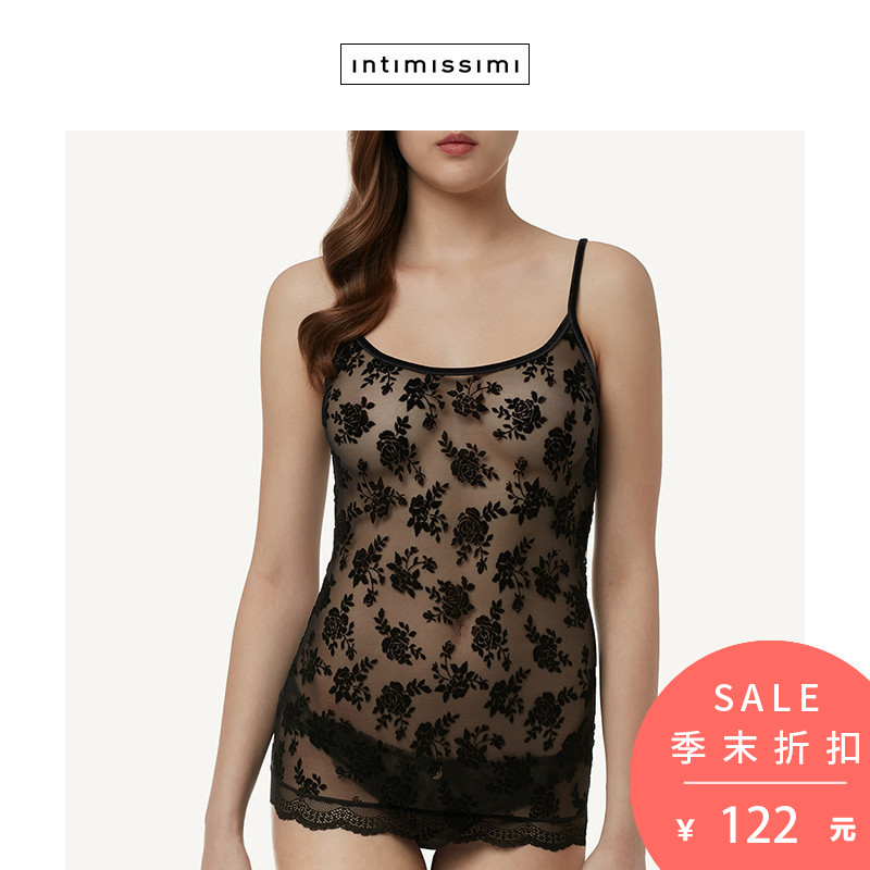 Intimissimi 女士植绒网纱上衣配巴西式三角裤套装CIN205 019