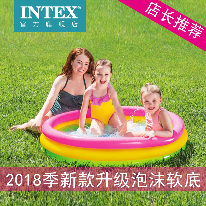 INTEX充气游泳池儿童宝宝家用大号戏水泳池室内婴儿小孩圆形水池