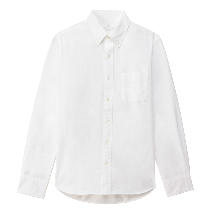 无印良品 MUJI 男式 棉水洗 牛津纽扣领衬衫