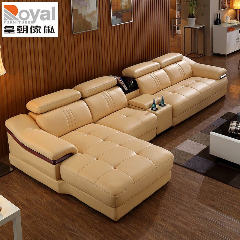 皇朝家私 牛皮沙发头层牛皮 现代简约客厅转角组合 实木框架 贝尔